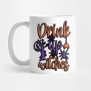 Drink up Witches, Halloween inspired colorful typography design Mug